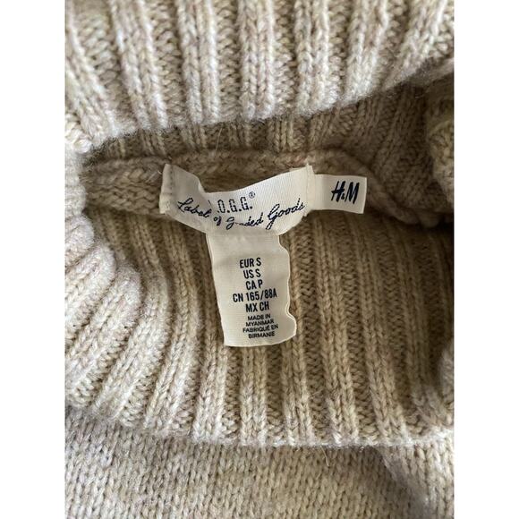 LOGG by H&M Sweater Women Small Beige Knit Wool Alpaca Blend Pullover Turtleneck - Picture 5 of 9